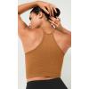 imageODODOS Womens Crop 3Pack Waffle Knit Seamless Camisole Cropped Tank TopsClovegreen Milieuginger