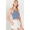 imageODODOS Womens Crop 3Pack Waffle Knit Seamless Camisole Cropped Tank TopsLilacmilky Blueriver