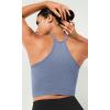 imageODODOS Womens Crop 3Pack Waffle Knit Seamless Camisole Cropped Tank TopsLilacmilky Blueriver