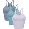 imageODODOS Womens Crop 3Pack Waffle Knit Seamless Camisole Cropped Tank TopsLilacmilky Blueriver