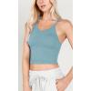 imageODODOS Womens Crop 3Pack Waffle Knit Seamless Camisole Cropped Tank TopsLilacmilky Blueriver