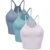 imageODODOS Womens Crop 3Pack Waffle Knit Seamless Camisole Cropped Tank TopsLilacmilky Blueriver