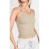 imageODODOS Womens Crop 3Pack Waffle Knit Seamless Camisole Cropped Tank TopsMushroomclaretviolet