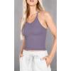 imageODODOS Womens Crop 3Pack Waffle Knit Seamless Camisole Cropped Tank TopsMushroomclaretviolet