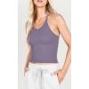 imageODODOS Womens Crop 3Pack Waffle Knit Seamless Camisole Cropped Tank TopsMushroomclaretviolet