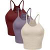 imageODODOS Womens Crop 3Pack Waffle Knit Seamless Camisole Cropped Tank TopsMushroomclaretviolet