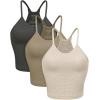 imageODODOS Womens Crop 3Pack Waffle Knit Seamless Camisole Cropped Tank TopsMushroomtaupecharcoal