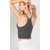 imageODODOS Womens Crop 3Pack Waffle Knit Seamless Camisole Cropped Tank TopsMushroomtaupecharcoal