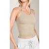 imageODODOS Womens Crop 3Pack Waffle Knit Seamless Camisole Cropped Tank TopsMushroomtaupecharcoal