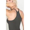 imageODODOS Womens Crop 3Pack Waffle Knit Seamless Camisole Cropped Tank TopsMushroomtaupecharcoal
