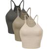 imageODODOS Womens Crop 3Pack Waffle Knit Seamless Camisole Cropped Tank TopsMushroomtaupecharcoal