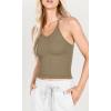imageODODOS Womens Crop 3Pack Waffle Knit Seamless Camisole Cropped Tank TopsMushroomtaupecharcoal
