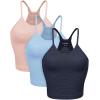 imageODODOS Womens Crop 3Pack Waffle Knit Seamless Camisole Cropped Tank TopsNightwindsurferlotus