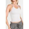 imageODODOS Womens Crop 3Pack Waffle Knit Seamless Camisole Cropped Tank TopsWhitegrayblack