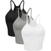 imageODODOS Womens Crop 3Pack Waffle Knit Seamless Camisole Cropped Tank TopsWhitegrayblack