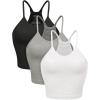 imageODODOS Womens Crop 3Pack Waffle Knit Seamless Camisole Cropped Tank TopsWhitegrayblack