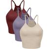 imageODODOS Womens Crop 3Pack Waffle Knit Seamless Camisole Cropped Tank TopsMushroomclaretviolet