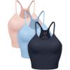 imageODODOS Womens Crop 3Pack Waffle Knit Seamless Camisole Cropped Tank TopsNightwindsurferlotus
