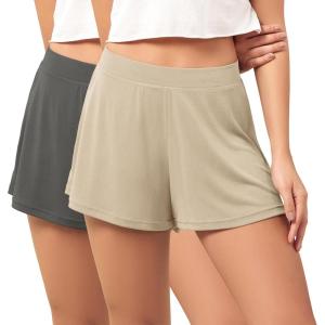 imageODODOS 2Pack Modal Soft Lounge Shorts for Women High Waist Casual Sleepwear Cozy Pajama Bottom3quot InseamAbalonecharcoalwashed