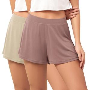 imageODODOS 2Pack Modal Soft Lounge Shorts for Women High Waist Casual Sleepwear Cozy Pajama Bottom3quot InseamAbalonedusty Rosewashed