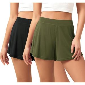 imageODODOS 2Pack Modal Soft Lounge Shorts for Women High Waist Casual Sleepwear Cozy Pajama Bottom3quot InseamBlackarmy