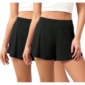 imageODODOS 2Pack Modal Soft Lounge Shorts for Women High Waist Casual Sleepwear Cozy Pajama Bottom3quot InseamBlackblack