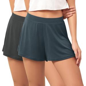 imageODODOS 2Pack Modal Soft Lounge Shorts for Women High Waist Casual Sleepwear Cozy Pajama Bottom3quot InseamBlackdeep Tealwashed