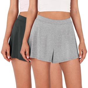 imageODODOS 2Pack Modal Soft Lounge Shorts for Women High Waist Casual Sleepwear Cozy Pajama Bottom3quot InseamBlackheather Greywashed