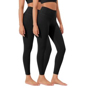 imageODODOS ODLEX 2Pack High Waist 78 Length Workout Leggings for Women 25quot  28quot Tummy Control Atheltic Yoga Pants1blackblack