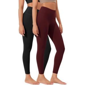 imageODODOS ODLEX 2Pack High Waist 78 Length Workout Leggings for Women 25quot  28quot Tummy Control Atheltic Yoga PantsBlackburgundy
