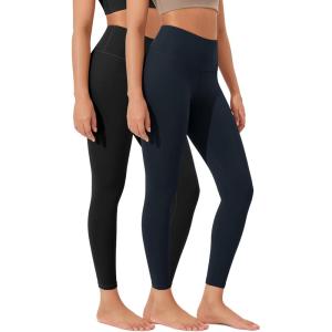 imageODODOS ODLEX 2Pack High Waist 78 Length Workout Leggings for Women 25quot  28quot Tummy Control Atheltic Yoga PantsBlackdeep Navy