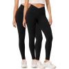 imageODODOS 2 Pack Buttery Soft Cross Waist Leggings with Pockets for Women ODCLOUD 25quot  28quot Crossover Lounge Yoga PantsBlackblack