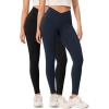 imageODODOS 2 Pack Buttery Soft Cross Waist Leggings with Pockets for Women ODCLOUD 25quot  28quot Crossover Lounge Yoga PantsBlackdeep Navy
