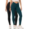 imageODODOS 2 Pack Buttery Soft Cross Waist Leggings with Pockets for Women ODCLOUD 25quot  28quot Crossover Lounge Yoga PantsBlackforest Teal