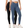 imageODODOS 2 Pack Buttery Soft Cross Waist Leggings with Pockets for Women ODCLOUD 25quot  28quot Crossover Lounge Yoga PantsBlackink Blue