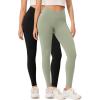 imageODODOS 2 Pack Buttery Soft Cross Waist Leggings with Pockets for Women ODCLOUD 25quot  28quot Crossover Lounge Yoga PantsBlacklime Stone