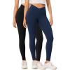 imageODODOS 2 Pack Buttery Soft Cross Waist Leggings with Pockets for Women ODCLOUD 25quot  28quot Crossover Lounge Yoga PantsBlacknavy