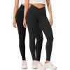 imageODODOS 2 Pack Buttery Soft Cross Waist Leggings with Pockets for Women ODCLOUD 25quot  28quot Crossover Lounge Yoga PantsBlackonyx Black Grey