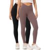 imageODODOS 2 Pack Buttery Soft Cross Waist Leggings with Pockets for Women ODCLOUD 25quot  28quot Crossover Lounge Yoga PantsBlackpurple Taupe
