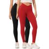 imageODODOS 2 Pack Buttery Soft Cross Waist Leggings with Pockets for Women ODCLOUD 25quot  28quot Crossover Lounge Yoga PantsBlackred