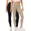 imageODODOS 2 Pack Buttery Soft Cross Waist Leggings with Pockets for Women ODCLOUD 25quot  28quot Crossover Lounge Yoga PantsBlackshaker Beige