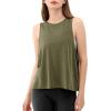 imageODODOS 3Pack Loose Tank Tops for Women Sleeveless Gym Athletic Workout Tops Yoga ShirtsArmy Greenwarm Tansangria Long