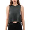 imageODODOS 3Pack Loose Tank Tops for Women Sleeveless Gym Athletic Workout Tops Yoga ShirtsBlackcharcoalwhite Crop