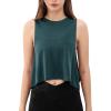 imageODODOS 3Pack Loose Tank Tops for Women Sleeveless Gym Athletic Workout Tops Yoga ShirtsSteeldeep Tealindian Red Crop
