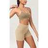 imageODODOS ODCLOUD 2Pack Lounge Yoga Shorts for Women 4quot  6quot  8quot 10quot High Waist Buttery Soft Biker ShortsBlackbeige