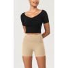 imageODODOS ODCLOUD 2Pack Lounge Yoga Shorts for Women 4quot  6quot  8quot 10quot High Waist Buttery Soft Biker ShortsBlackbeige