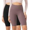 imageODODOS ODCLOUD 2Pack Lounge Yoga Shorts for Women 4quot  6quot  8quot 10quot High Waist Buttery Soft Biker ShortsBlackpurple Taupe