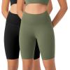 imageODODOS ODLEX 2Pack High Waist Workout Shorts for Women Tummy Control Workout Gym Athletic Biker Shorts6quot  8quot InseamBlackdark Olive