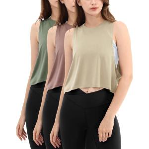 imageODODOS 3Pack Loose Tank Tops for Women Sleeveless Gym Athletic Workout Tops Yoga ShirtsAbalonedusty Rosesage Green Crop