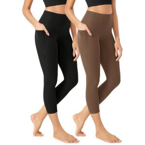 imageODODOS ODCLOUD 2Pack Buttery Soft Lounge Yoga Leggings with Pockets for Women 23quot  25quot  28quot High Waist Yoga PantsBlackbrunette